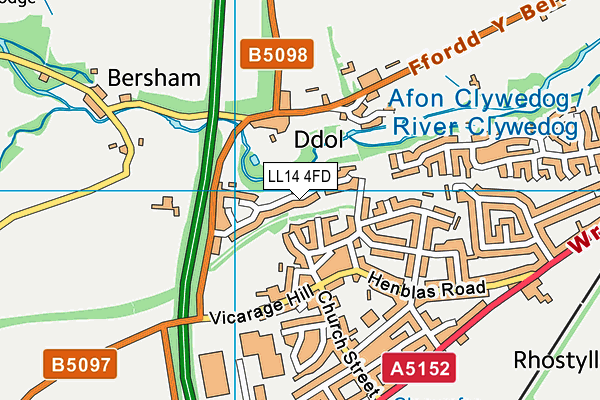 LL14 4FD map - OS VectorMap District (Ordnance Survey)