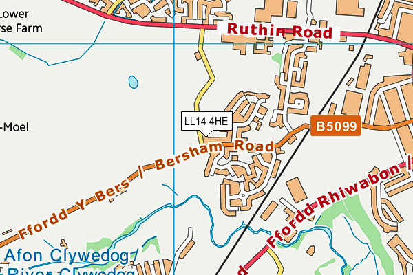 LL14 4HE map - OS VectorMap District (Ordnance Survey)
