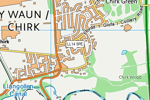 LL14 5PE map - OS VectorMap District (Ordnance Survey)
