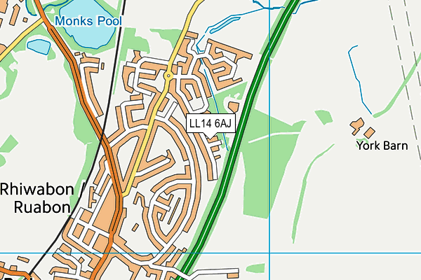 LL14 6AJ map - OS VectorMap District (Ordnance Survey)