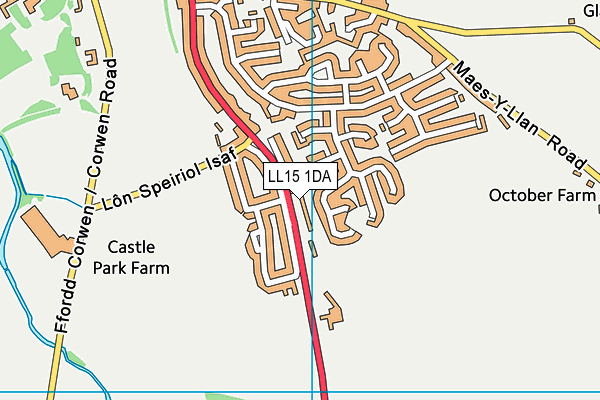 LL15 1DA map - OS VectorMap District (Ordnance Survey)