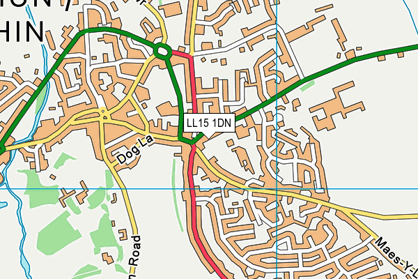 LL15 1DN map - OS VectorMap District (Ordnance Survey)