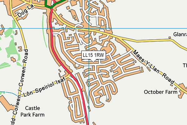 LL15 1RW map - OS VectorMap District (Ordnance Survey)