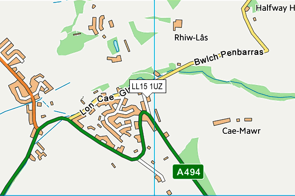 LL15 1UZ map - OS VectorMap District (Ordnance Survey)