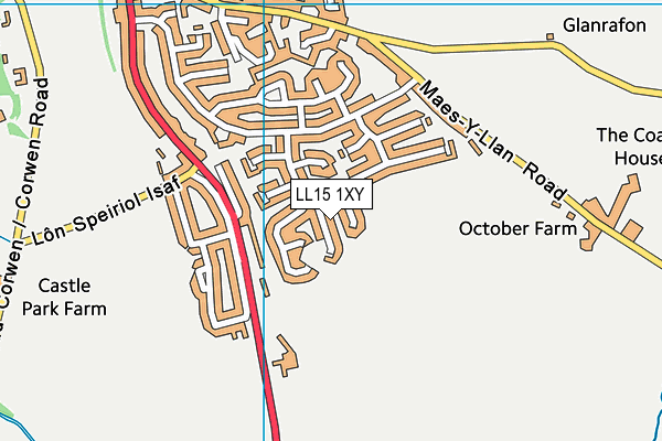 LL15 1XY map - OS VectorMap District (Ordnance Survey)