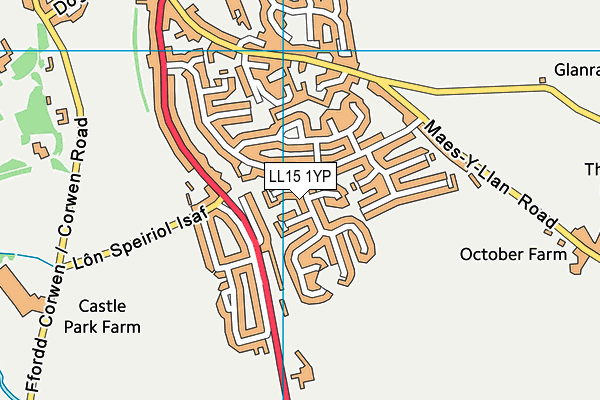 LL15 1YP map - OS VectorMap District (Ordnance Survey)