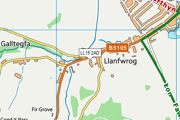 LL15 2AD map - OS VectorMap District (Ordnance Survey)