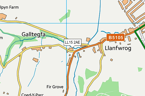 LL15 2AE map - OS VectorMap District (Ordnance Survey)