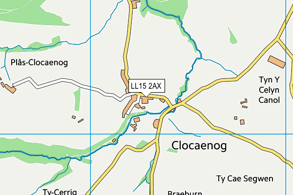 LL15 2AX map - OS VectorMap District (Ordnance Survey)