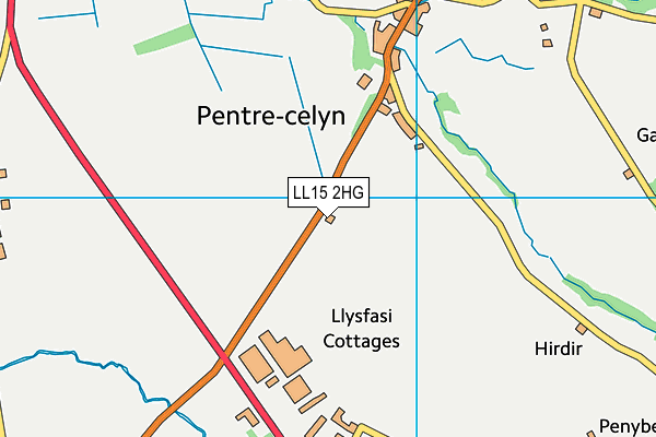 Ysgol Gynradd Pentrecelyn map (LL15 2HG) - OS VectorMap District (Ordnance Survey)