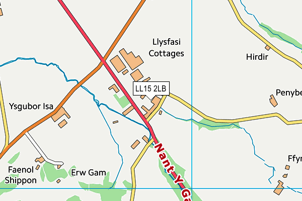 LL15 2LB map - OS VectorMap District (Ordnance Survey)