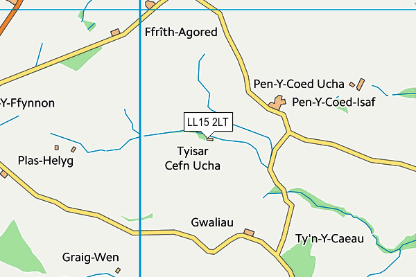 LL15 2LT map - OS VectorMap District (Ordnance Survey)