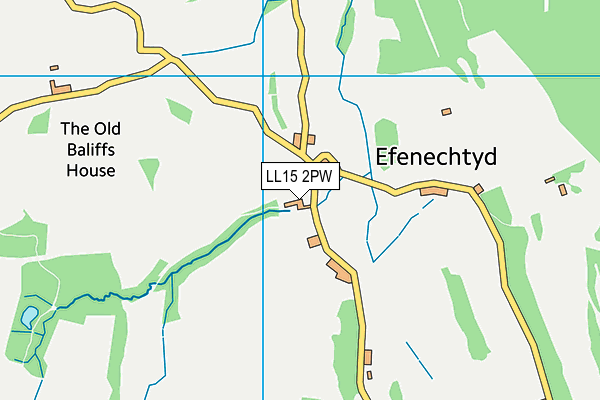 LL15 2PW map - OS VectorMap District (Ordnance Survey)