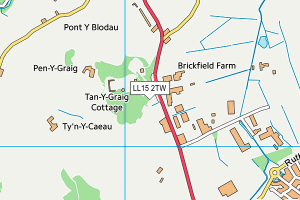 LL15 2TW map - OS VectorMap District (Ordnance Survey)