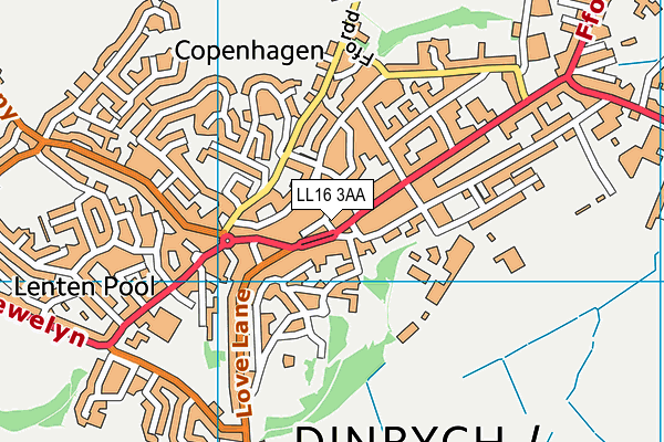 LL16 3AA map - OS VectorMap District (Ordnance Survey)