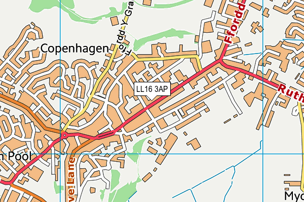 LL16 3AP map - OS VectorMap District (Ordnance Survey)