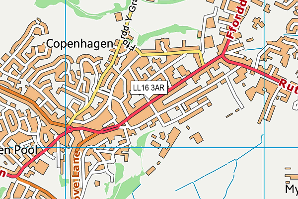 LL16 3AR map - OS VectorMap District (Ordnance Survey)