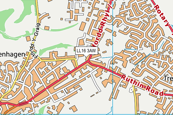 LL16 3AW map - OS VectorMap District (Ordnance Survey)