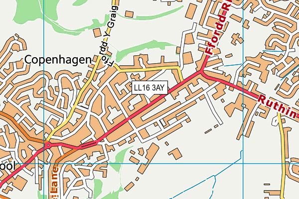 LL16 3AY map - OS VectorMap District (Ordnance Survey)
