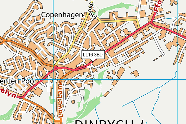 LL16 3BD map - OS VectorMap District (Ordnance Survey)