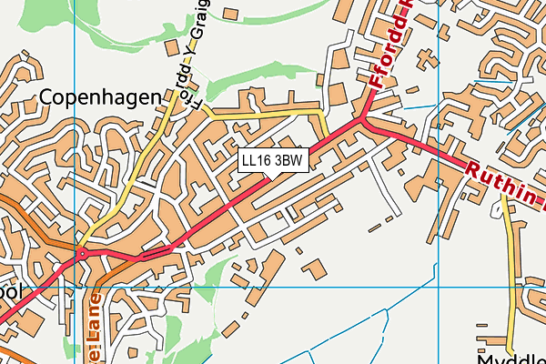LL16 3BW map - OS VectorMap District (Ordnance Survey)