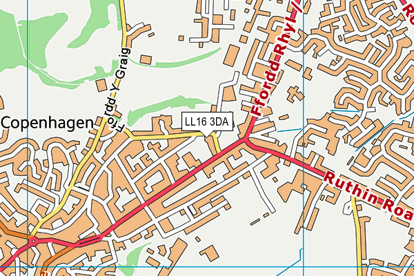 LL16 3DA map - OS VectorMap District (Ordnance Survey)