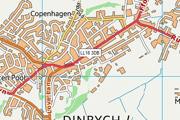 LL16 3DB map - OS VectorMap District (Ordnance Survey)