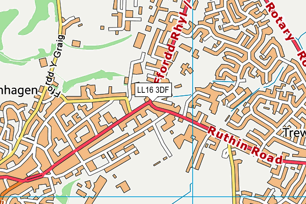 LL16 3DF map - OS VectorMap District (Ordnance Survey)