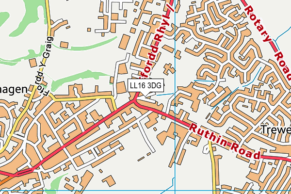 LL16 3DG map - OS VectorMap District (Ordnance Survey)