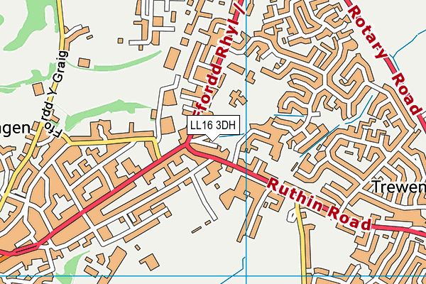 LL16 3DH map - OS VectorMap District (Ordnance Survey)