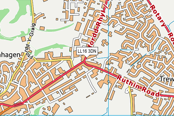 LL16 3DN map - OS VectorMap District (Ordnance Survey)