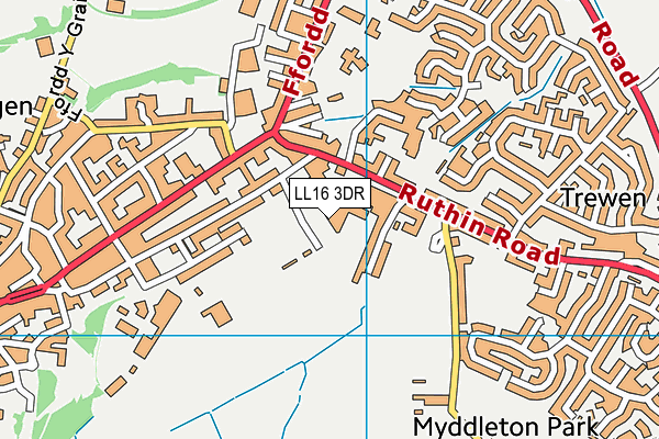 Ysgol Plas Brondyffryn map (LL16 3DR) - OS VectorMap District (Ordnance Survey)