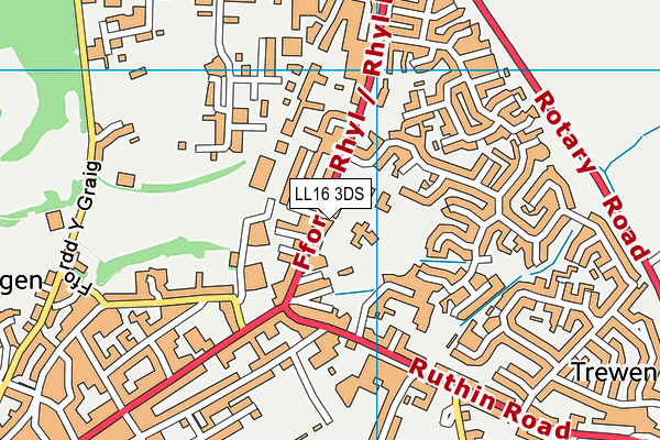 LL16 3DS map - OS VectorMap District (Ordnance Survey)