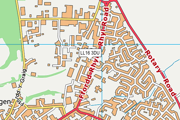 LL16 3DU map - OS VectorMap District (Ordnance Survey)