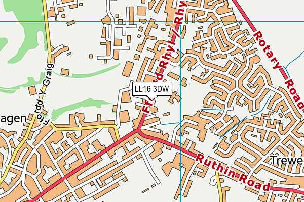 LL16 3DW map - OS VectorMap District (Ordnance Survey)