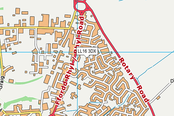 LL16 3DX map - OS VectorMap District (Ordnance Survey)