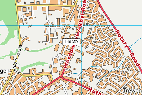 LL16 3DY map - OS VectorMap District (Ordnance Survey)