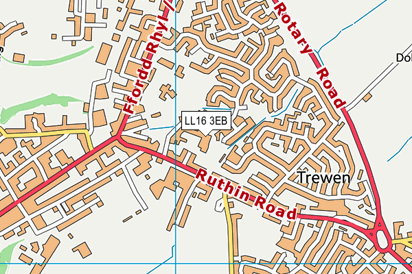 LL16 3EB map - OS VectorMap District (Ordnance Survey)