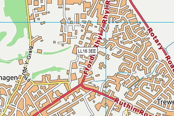 LL16 3EE map - OS VectorMap District (Ordnance Survey)