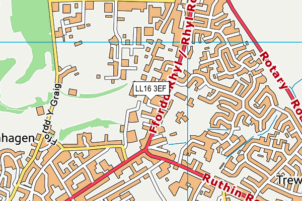 LL16 3EF map - OS VectorMap District (Ordnance Survey)