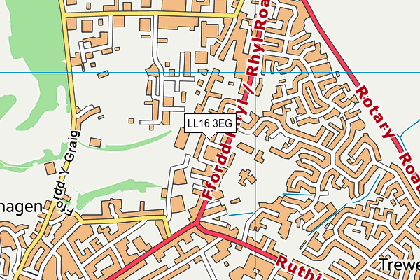 LL16 3EG map - OS VectorMap District (Ordnance Survey)