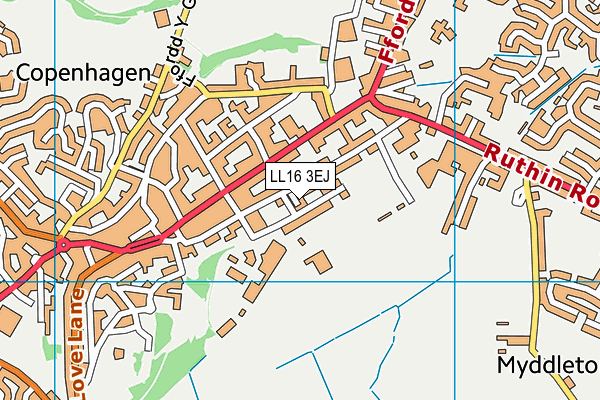 LL16 3EJ map - OS VectorMap District (Ordnance Survey)