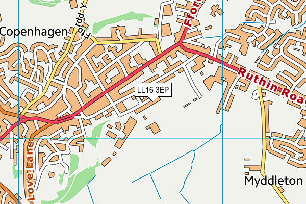 LL16 3EP map - OS VectorMap District (Ordnance Survey)