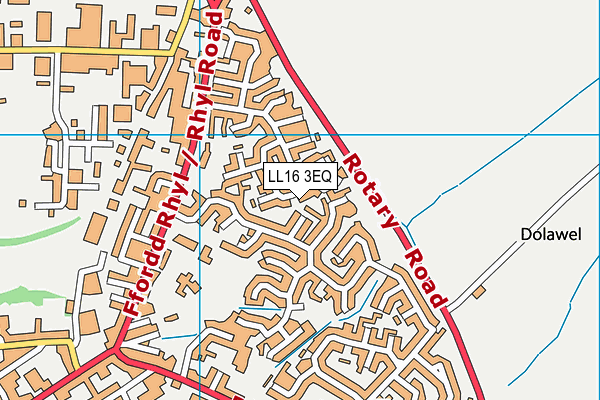 LL16 3EQ map - OS VectorMap District (Ordnance Survey)