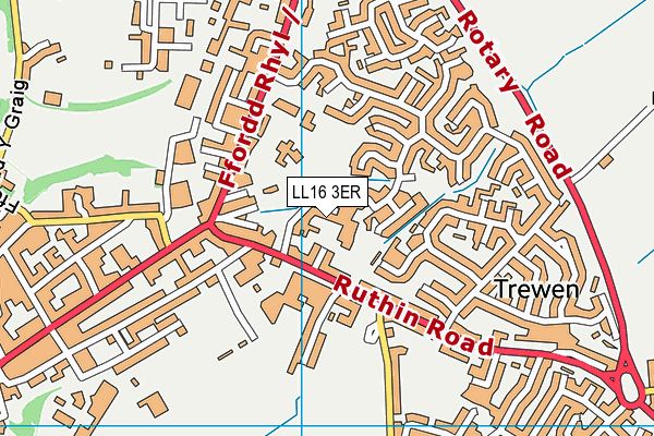 LL16 3ER map - OS VectorMap District (Ordnance Survey)