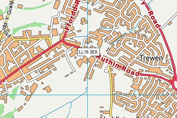 LL16 3EX map - OS VectorMap District (Ordnance Survey)