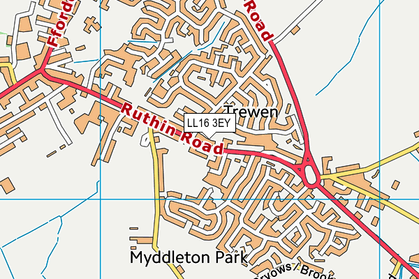 LL16 3EY map - OS VectorMap District (Ordnance Survey)