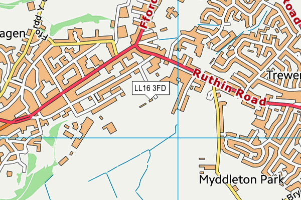 LL16 3FD map - OS VectorMap District (Ordnance Survey)