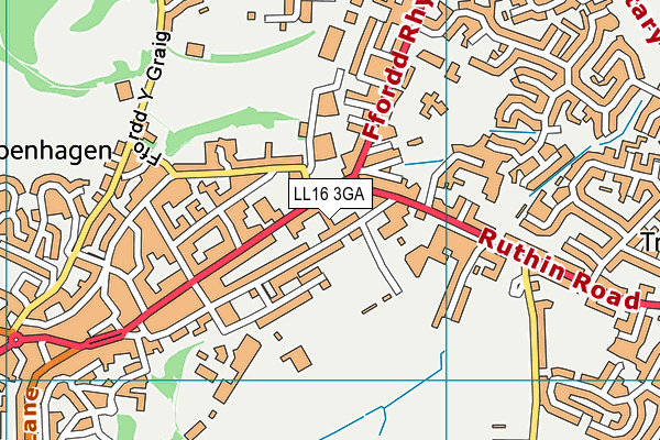 LL16 3GA map - OS VectorMap District (Ordnance Survey)