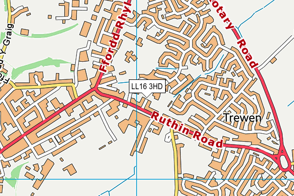 LL16 3HD map - OS VectorMap District (Ordnance Survey)